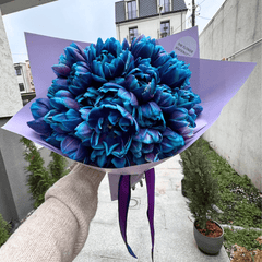 Bouquet of 47 blue tulips “Eve”