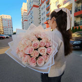 Buchet 25 de trandafiri roz