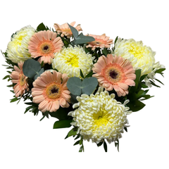 Round funeral wreath with natural flowers