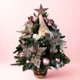 Brad festiv "Pink glam", creat manual în vas ceramic