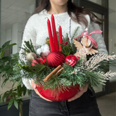 Aranjament de Crăciun „Christmas Spirit” cu brad, pin și lumânări