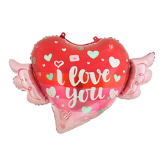 Balon cu heliu în formă de inimă cu aripi