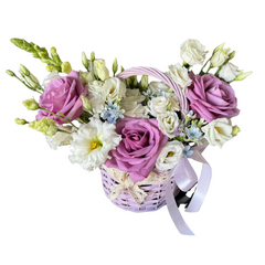 Aranjament "Lille" cu trandafiri și lisianthus