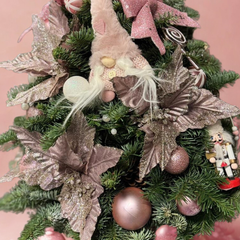 Brad festiv "Pink glam", creat manual în vas ceramic