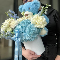 Aranjament cu ursulet "Newborn Baby Boy"