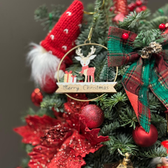 Brad festiv "Red glam", creat manual în vas ceramic