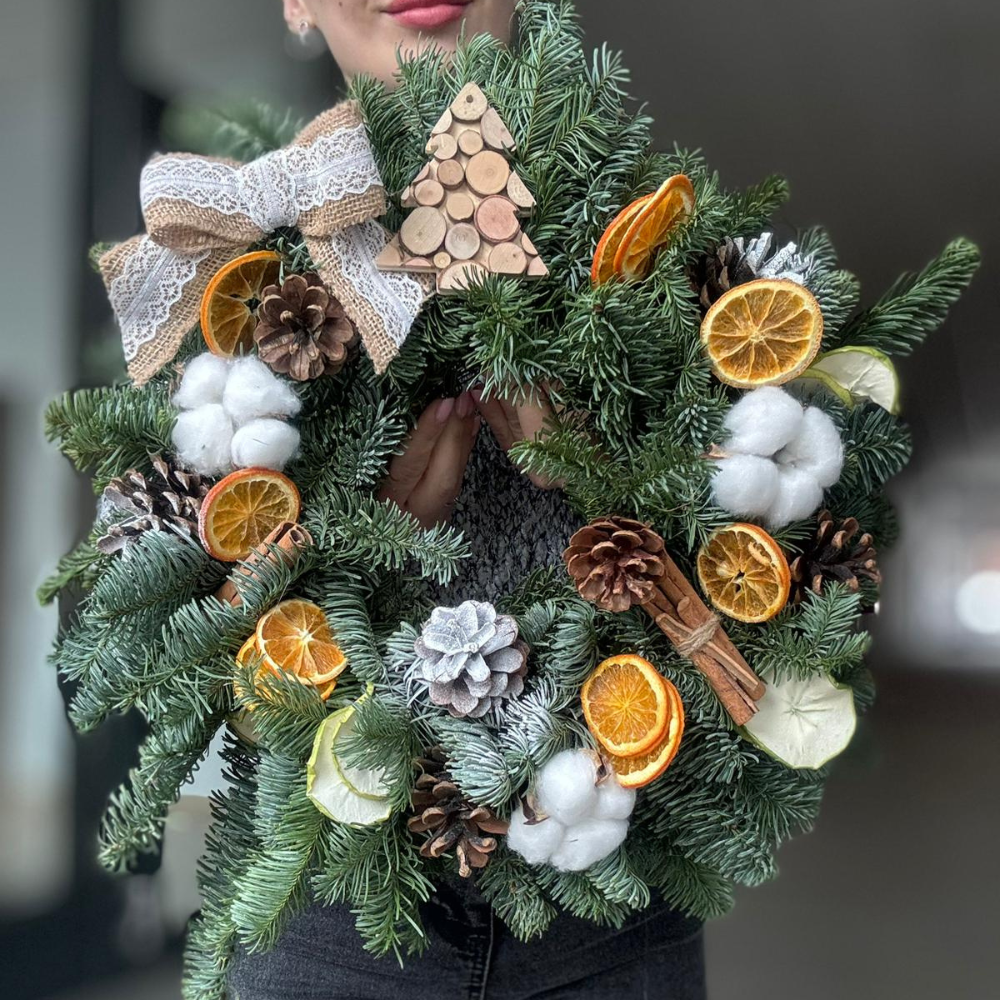 Coroniță de Crăciun din brad natural "Holy Christmas"