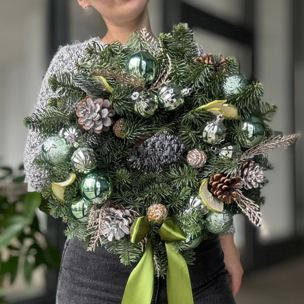 Coroniță de Crăciun din brad natural "Christmas Blessings"